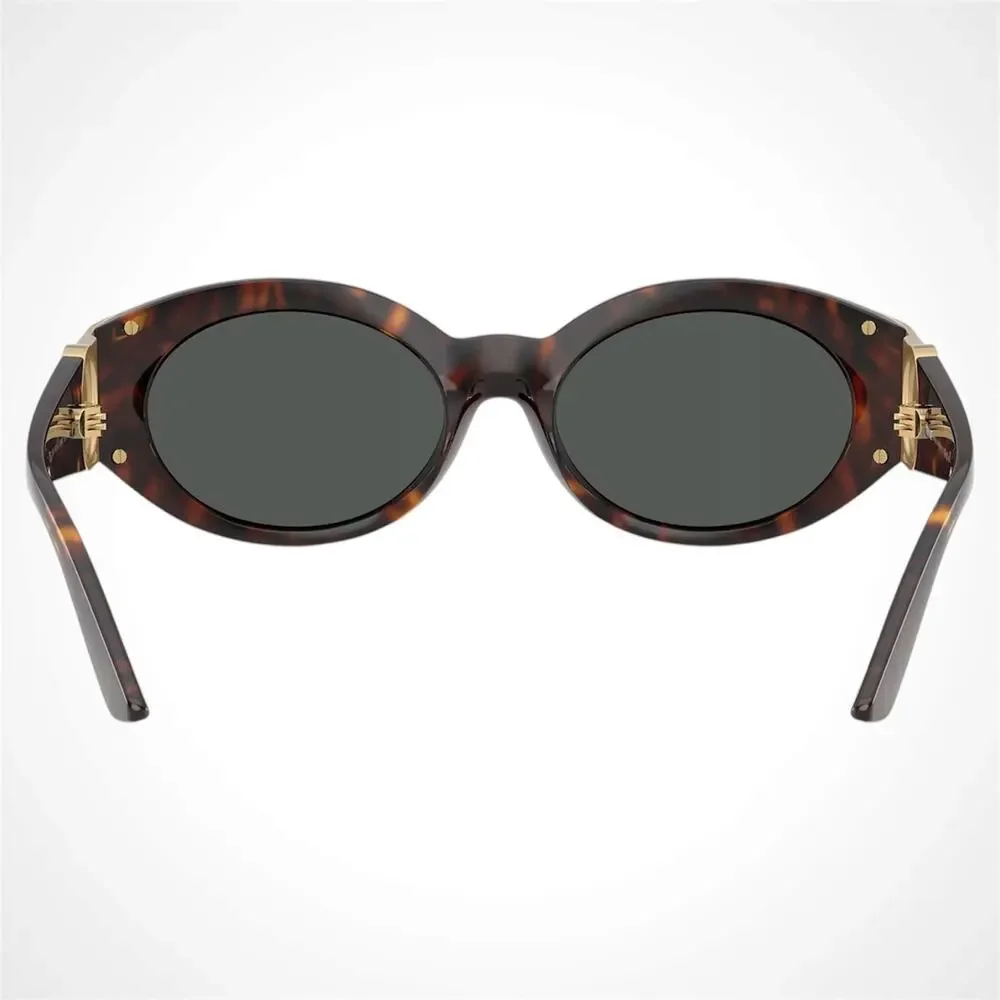New VERSACE Sunglasses Brown Tortoise Oval Gold Medusa Medallion Retro